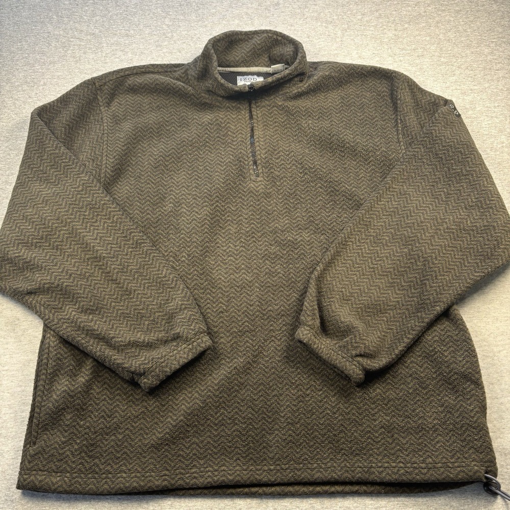 IZOD Advantage Performance Quarter-Zip Fleece Pullover Men's XL Herringbone Patt